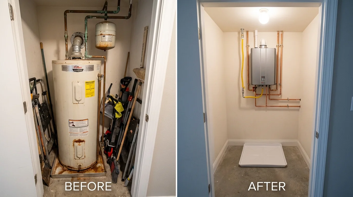Tank water heater versus wall-mounted tankless unit comparison for Elgin, SC homeowners